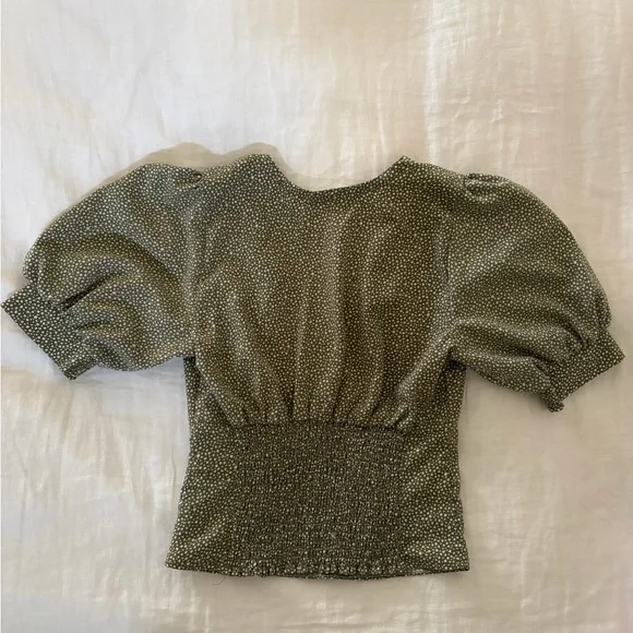 Abercrombie & Fitch Olive Puff Sleeve Blouse - Picture 4 of 4